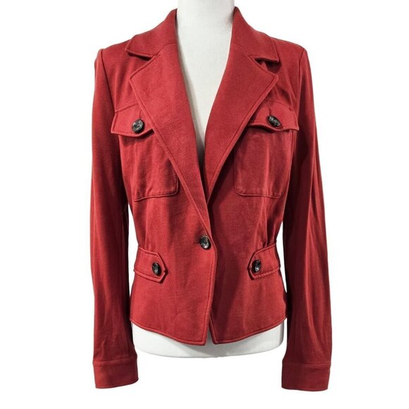Cabi 3374 Little Red Jacket One Button Pockets Pleated Back Office Preppy - Picture 1 of 10